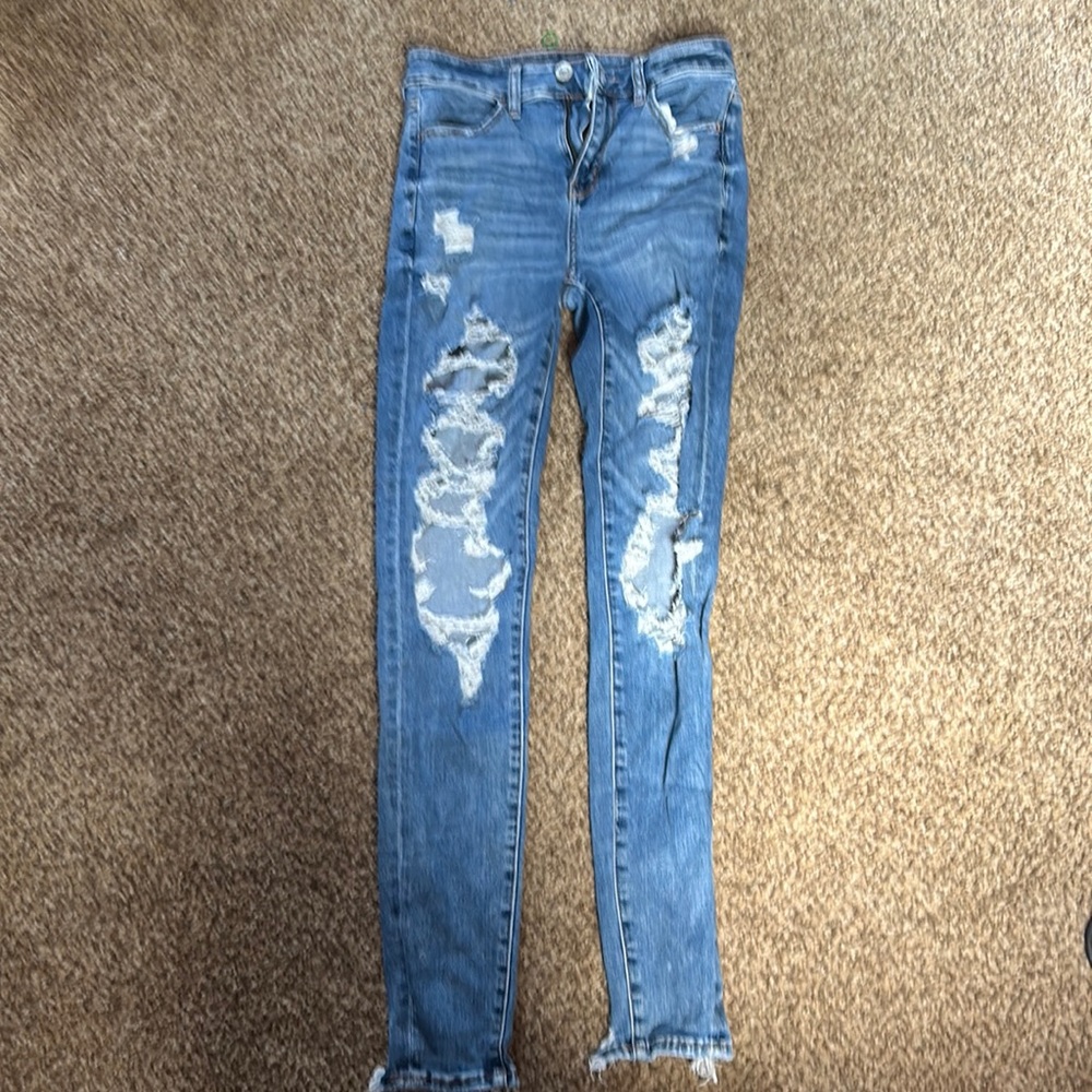 American Eagle light distressed hi-rise jegging jeans sz 4